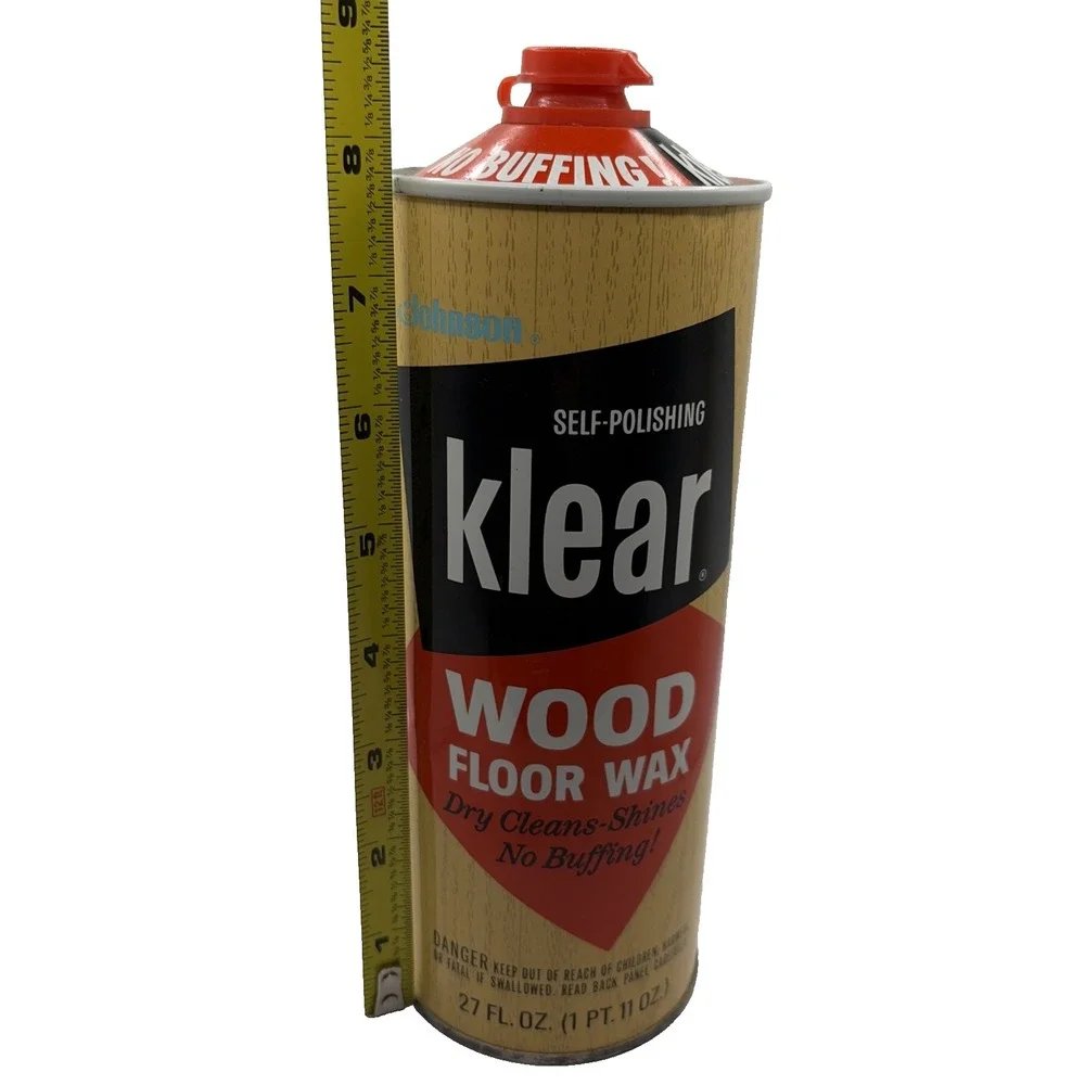 Vintage Metal Can Johnson Klear Wood Floor Wax Self Polishing 17.6‎ oz Full